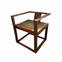 Square Wood Arm Chair w/ Faux Woven Seat by Upstairs