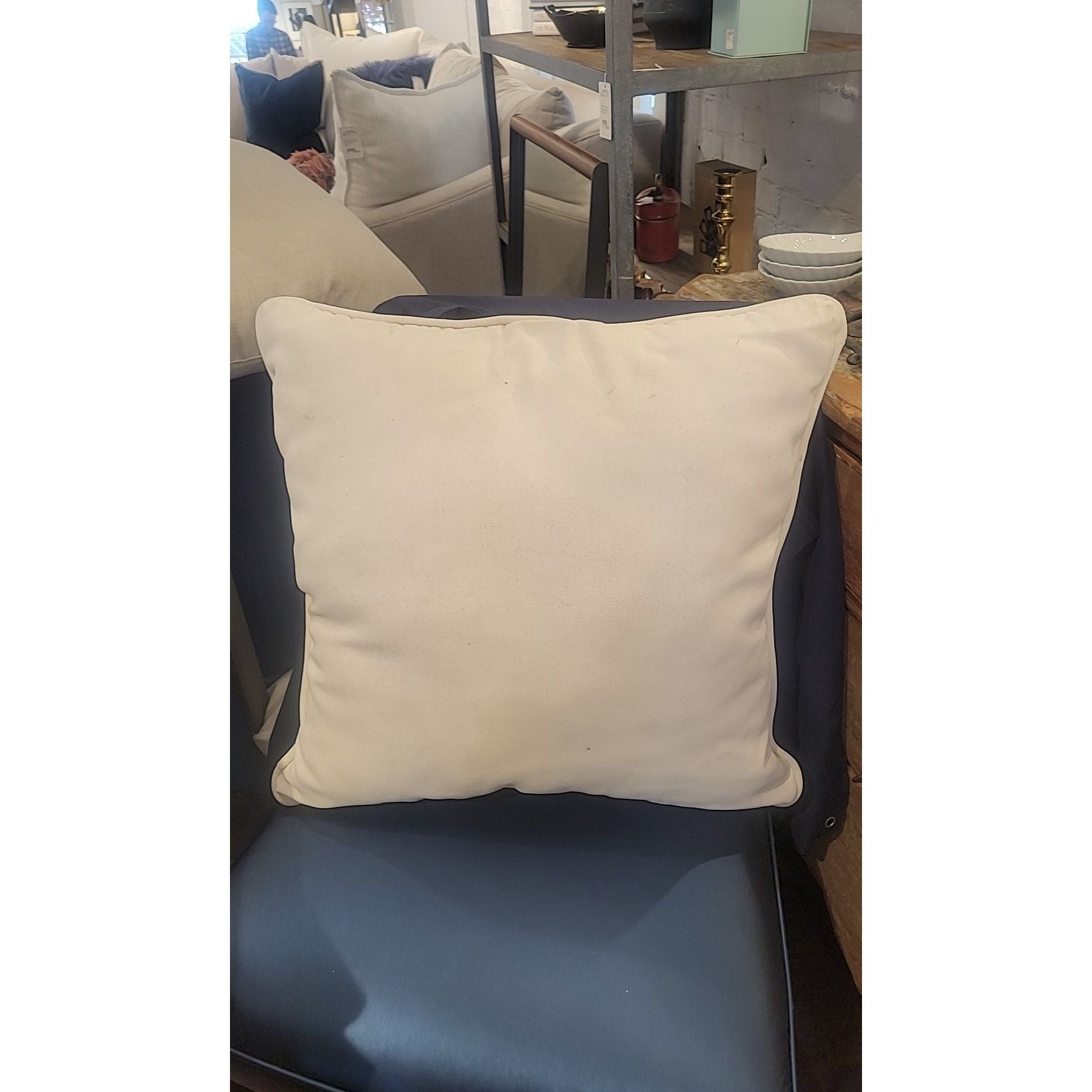 White Outdoor Pillow w/ Piping - AS IS