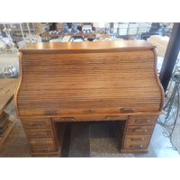 Early 20th C Edwardian Oak Roll Top Desk