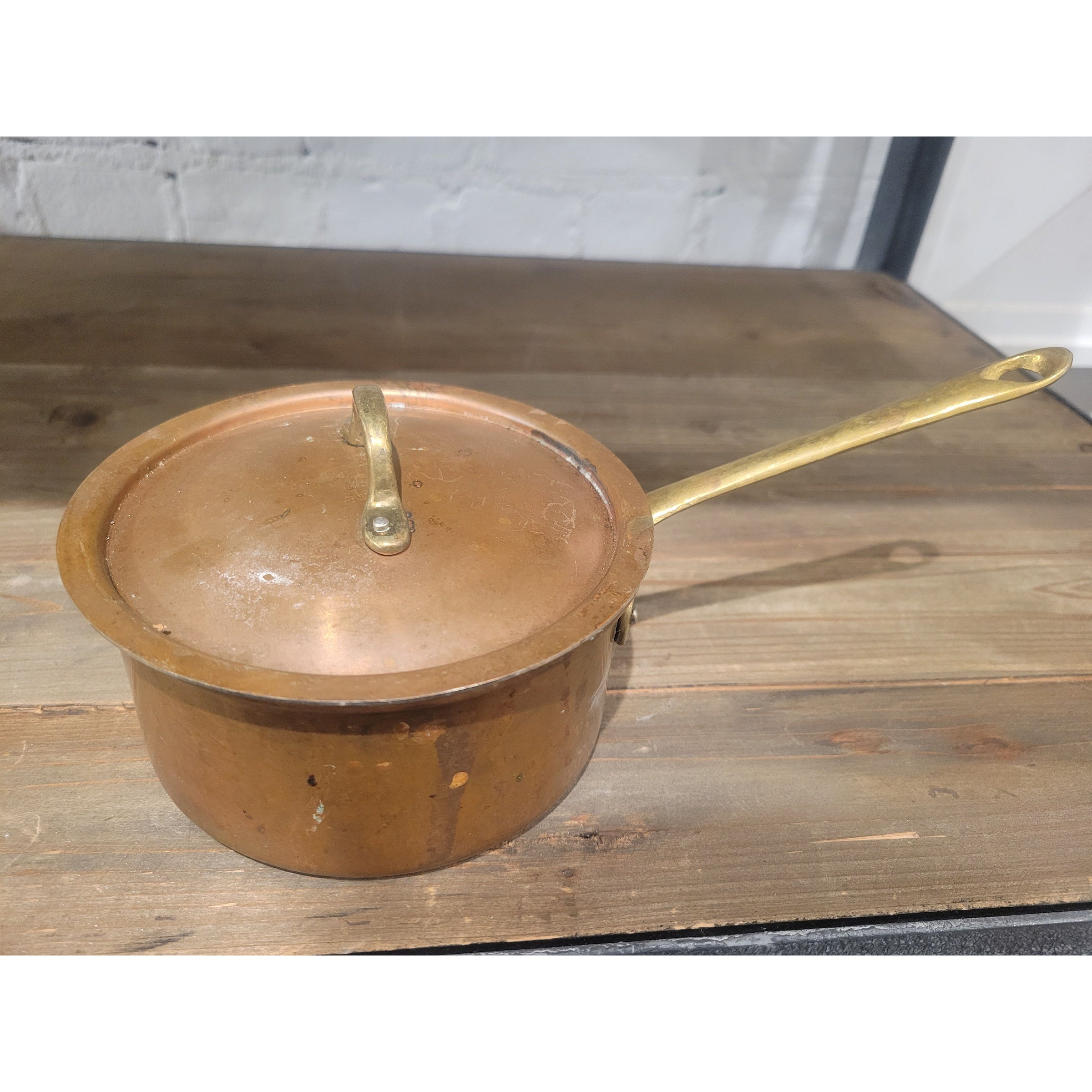 SET of Antique Copper Escargot Strainer, Pot & 8 Snail Pans by Wagner Germany