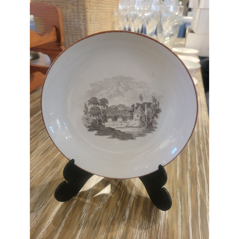 41-Pc 19th C. British Bat-Printed Porcelain Dish Set by Spode w/ Display Stands