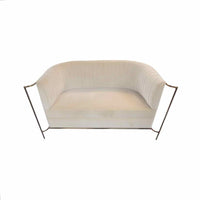 Custom Blush Velvet Pleated Loveseat w/ Polished Copper Frame - AS IS