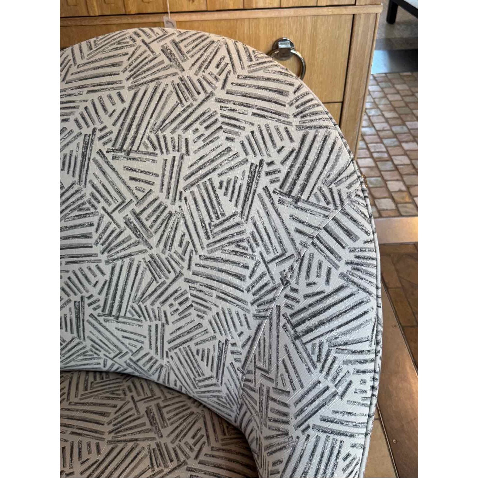 PAIR of Mid-Century Gray & White Pattern Bella Chairs w/ Dark Wood Legs