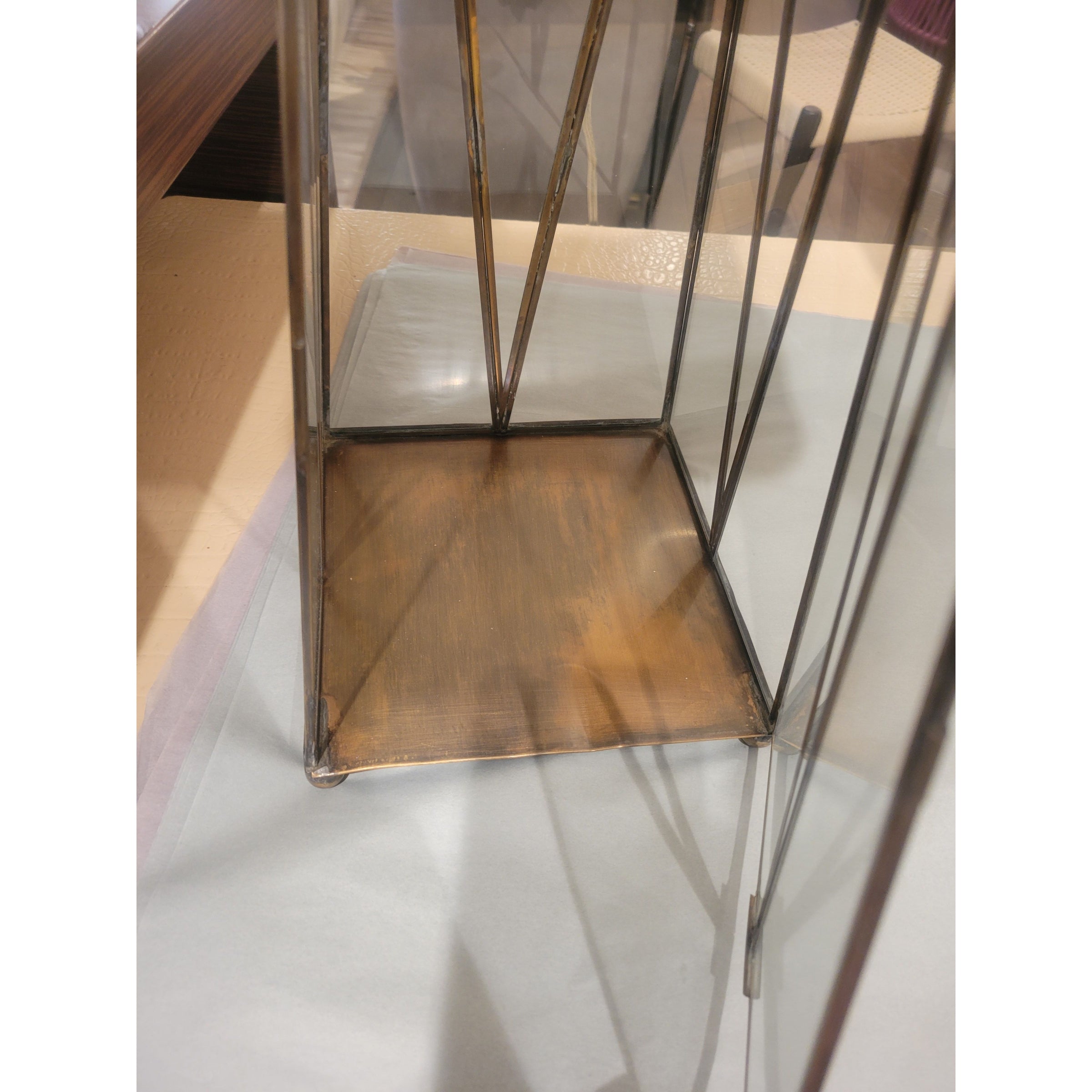 PAIR of Vintage Brass & Glass Cage Table Lamps (AS IS) - colletteconsignment.com