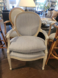 Louis XVI Style Arm Chair w/ Fermoie Fabric Attrib. to Amy Berry Home (AS IS)