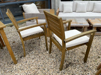 Pair of Teak Outdoor Dining Chair w/ White Cushions