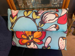 PAIR of Flowers on Blue Missoni Style Lumbar Pillows