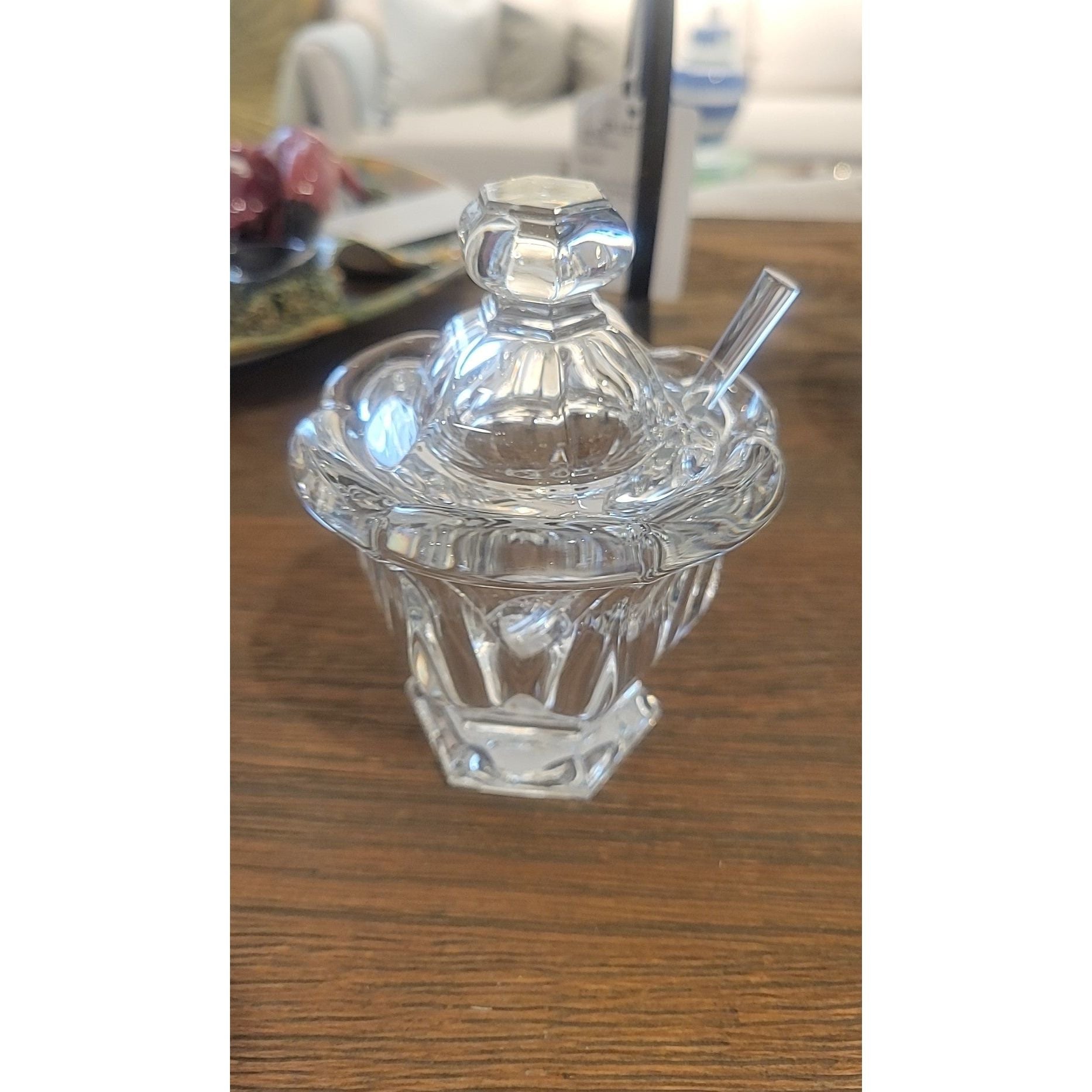 Baccarat Crystal Jelly Jar w/ Spoon