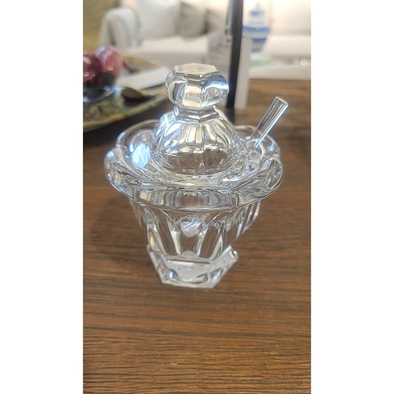 Baccarat Crystal Jelly Jar w/ Spoon