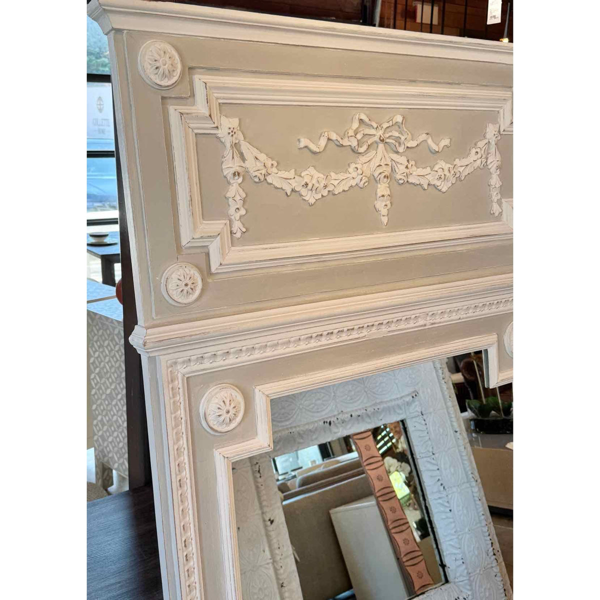 French Style Off-White Trumeau Mirror by Eloquence