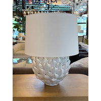 PAIR of 'Daine' French Country Antique White Ceramic Artichoke Table Lamps
