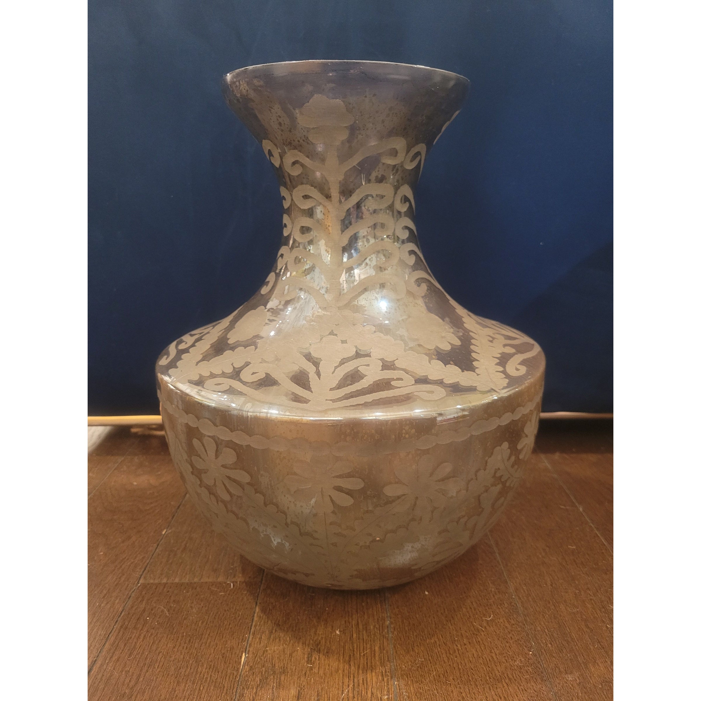 Vintage Etched Mercury Glass Vase