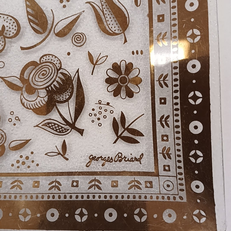 Georges Briard Gold Glass Flat Edge Square Platter