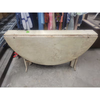 Antique Swedish White Wash Wood Drop-Leaf Dining Table (AS IS)