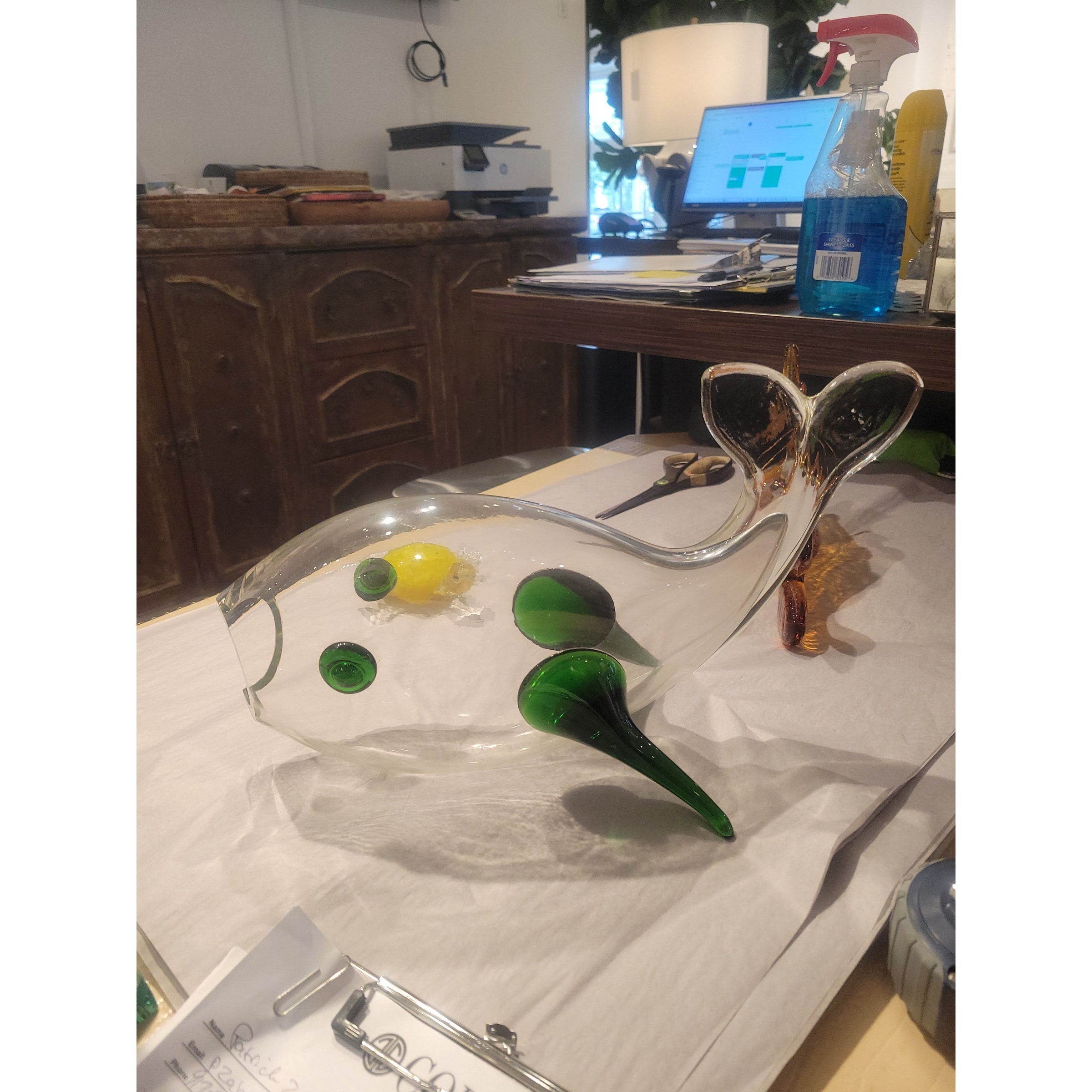 Blanco Glass Fish w/ Green Fins - AS IS