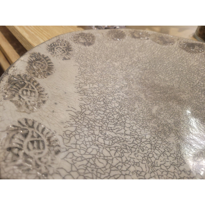 Decorative Gray Ceramic Fossil Pattern Platter / Bowl