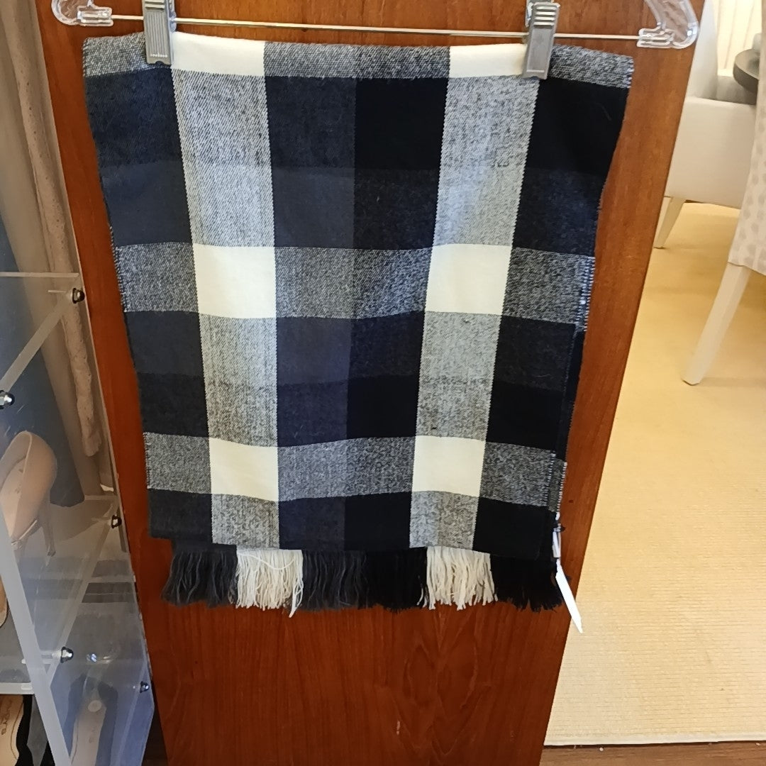Women's Black/White Plaid Scarf - colletteconsignment.com