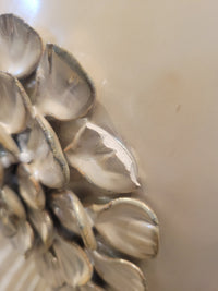 Beige Ceramic Vase w/ Flower Detail (AS IS)