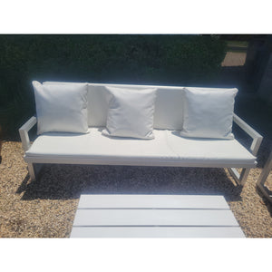 Aluminum 3-Seater Sofa w/ White Poly Cushions & 3 Pillows by Gandia Blasco