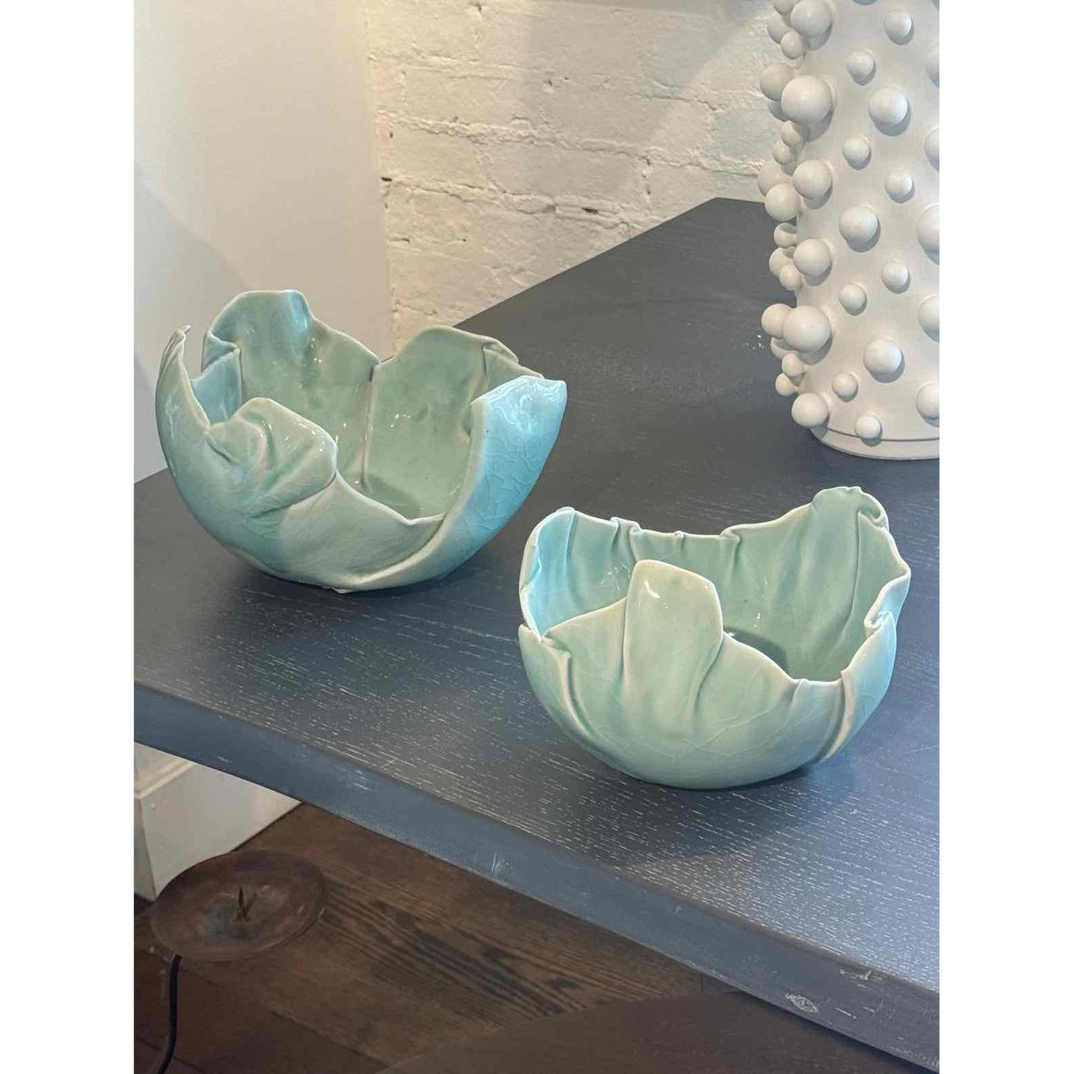 PAIR of Celadon Art Pottery Bowls