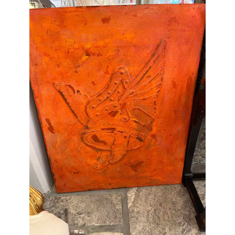 Texture Painting-Orange w/ Helmet design - colletteconsignment.com