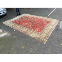 10' x 13.8' Turkish Green & Red Wool Rug