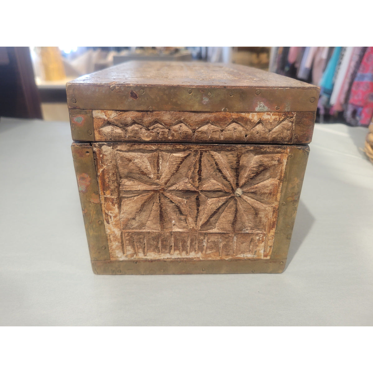 Vintage Handmade Carved Wood Box - colletteconsignment.com