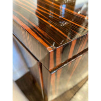 Custom Polished Macassar Ebony Bowed Front Buffet w/ Bronze Pulls - colletteconsignment.com