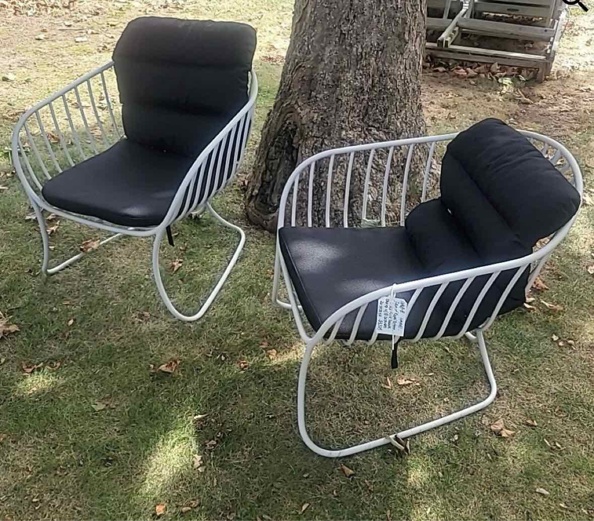 Pair of Royal Botania White "Folia" Low Carver Pebble Chairs