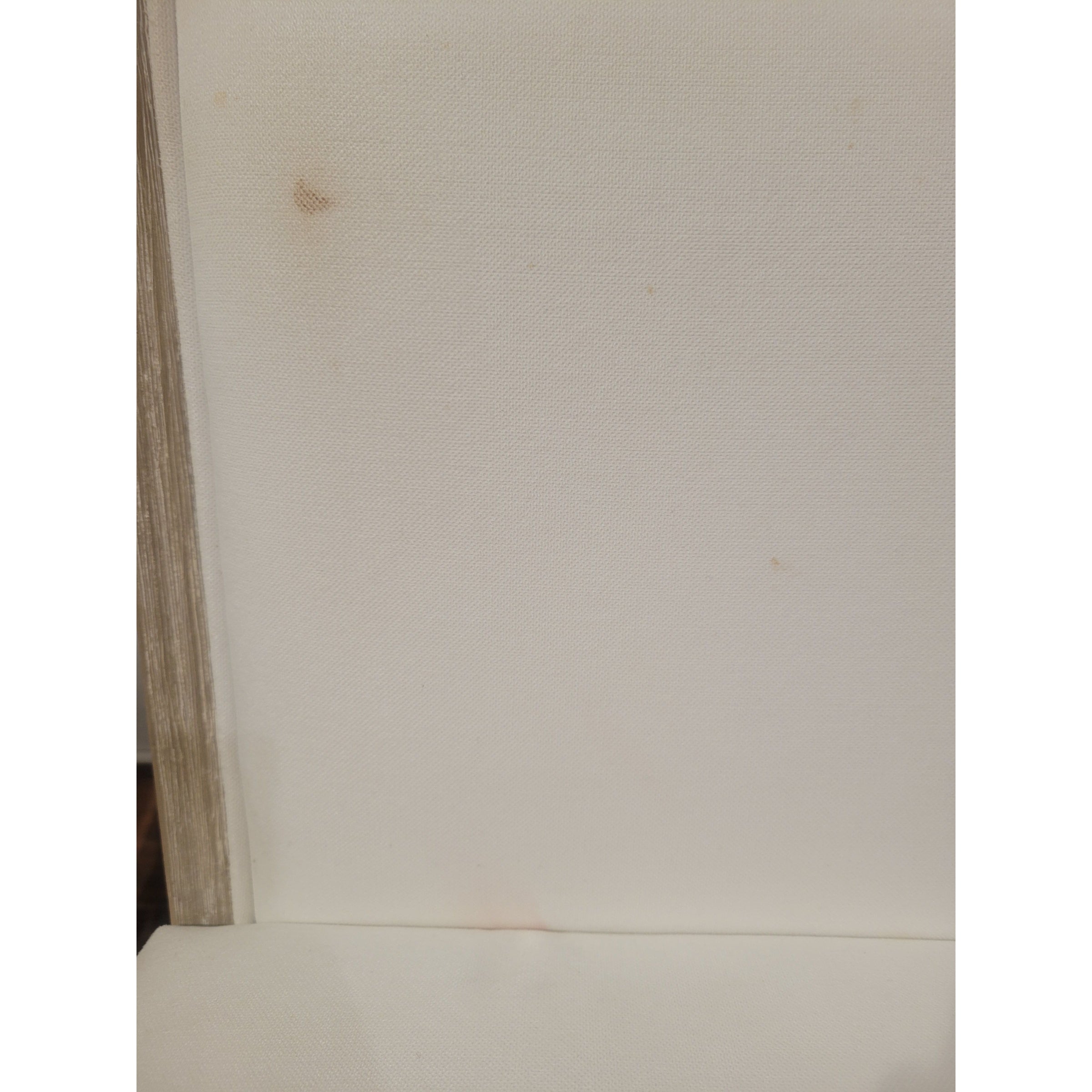 SET of 4 White Upholstered Natural Wood Counter Stools (AS IS)