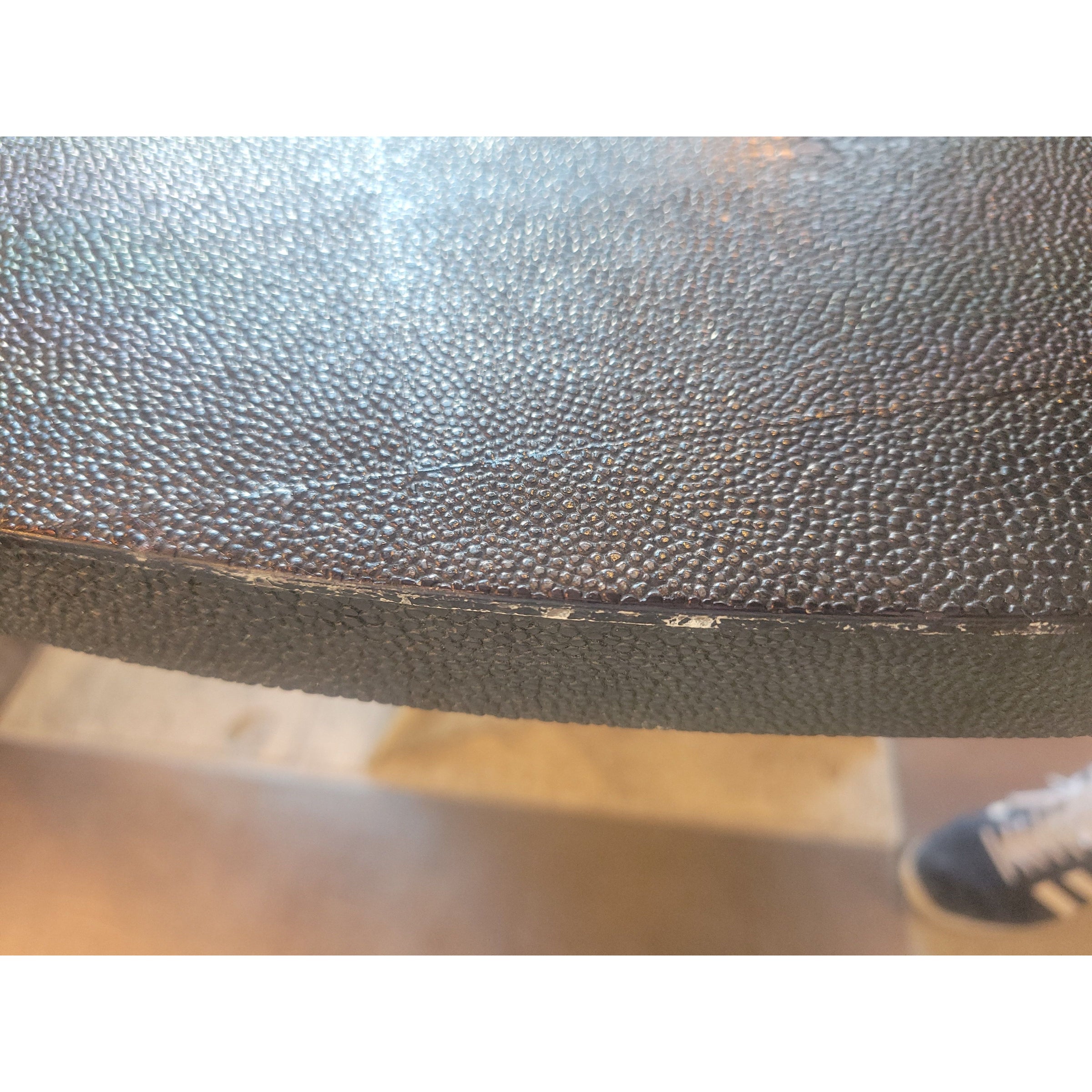 Round Black Shagreen Noor Dining Table on Silver Iron Base by Made Goods