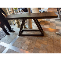 Dark Wood Console Table w/ Triangular Base