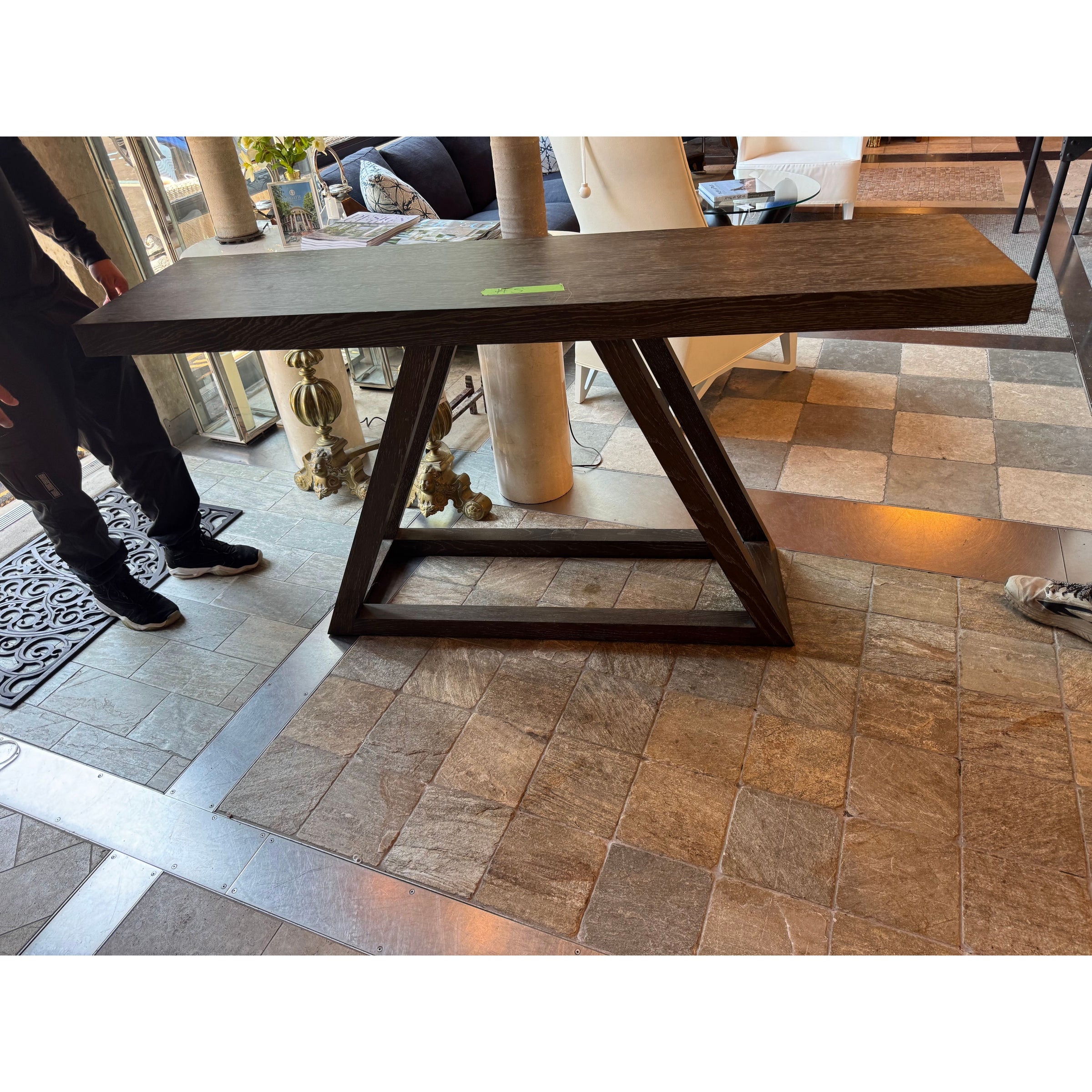 Dark Wood Console Table w/ Triangular Base