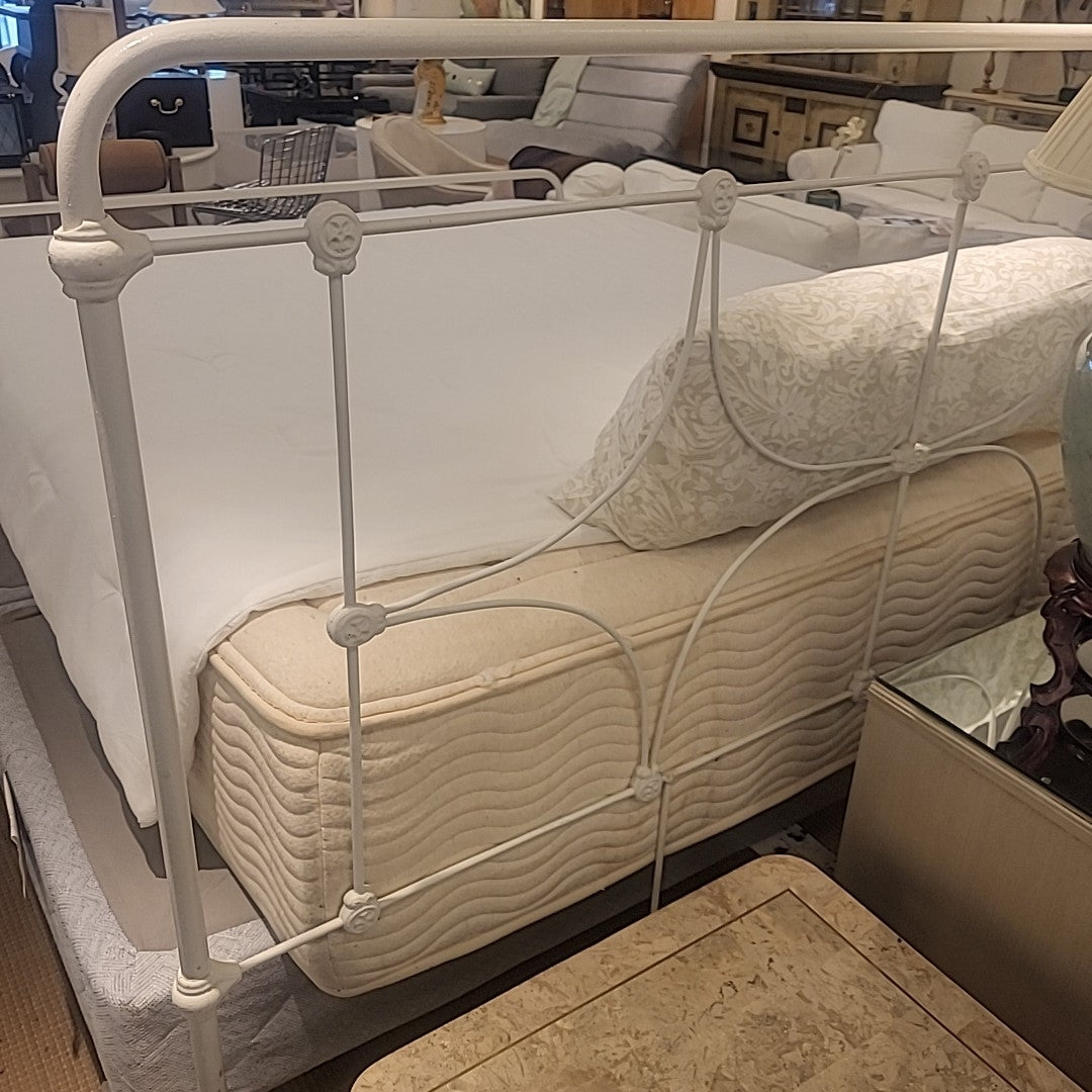Antique King-Sized White Metal Bed Frame (AS IS)