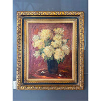 Camillas Floral Still Life Oil Painting by G. Goldsack in Bronze Tone Frame
