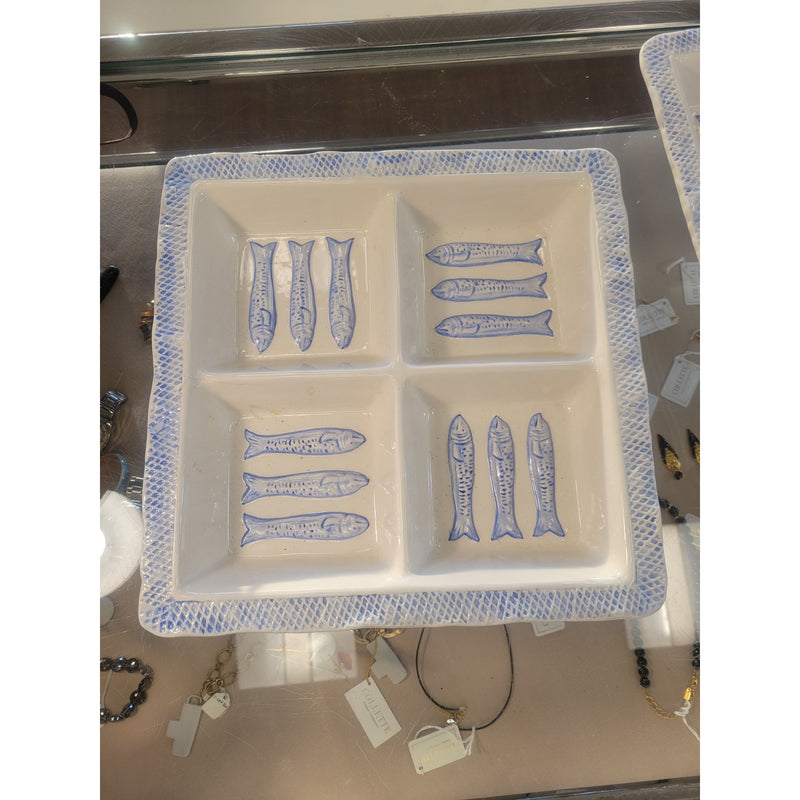 Square Ceramic Fish Platter by Studio B - colletteconsignment.com