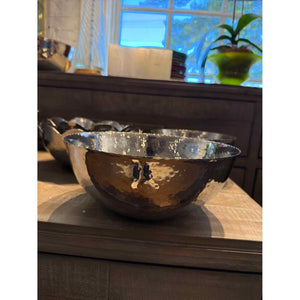 Large Hammered Stainless Steel Bowl, 9.5"Dx4"H