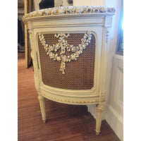 Vintage Demilune Commode w/ Carved Roses & Marble Top (AS IS)