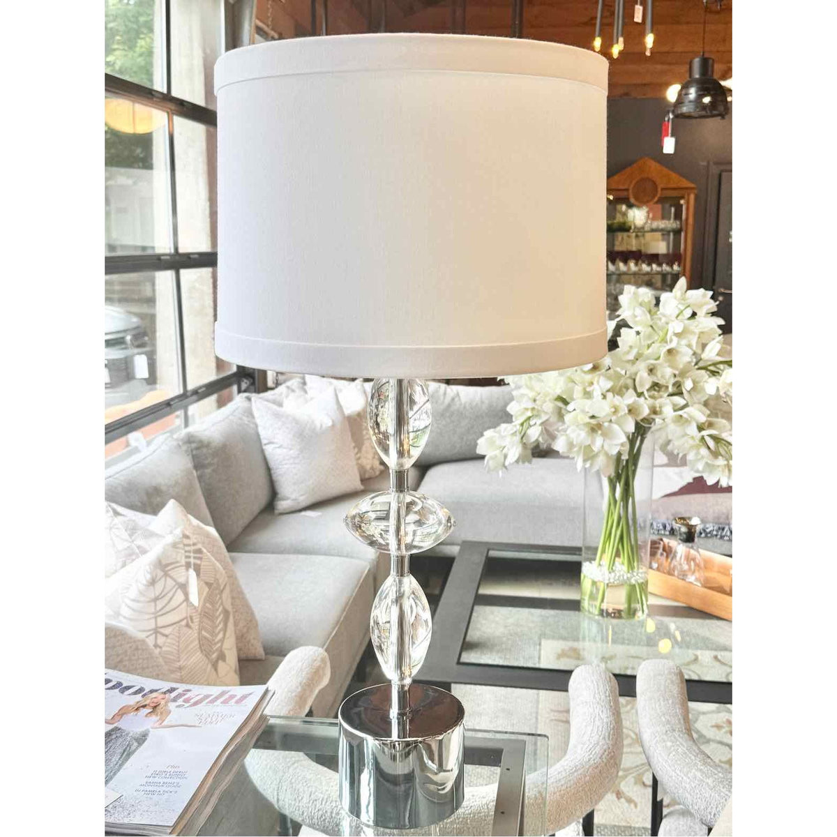 A Pair of Crystal & Chrome Lamps