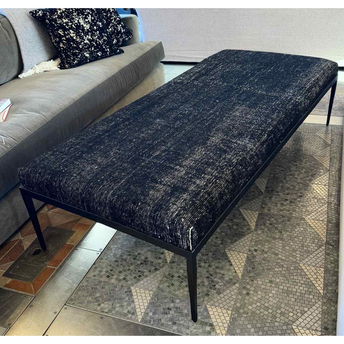 Textured Black Wood Bench w/ Heathered Black Wool Cushion