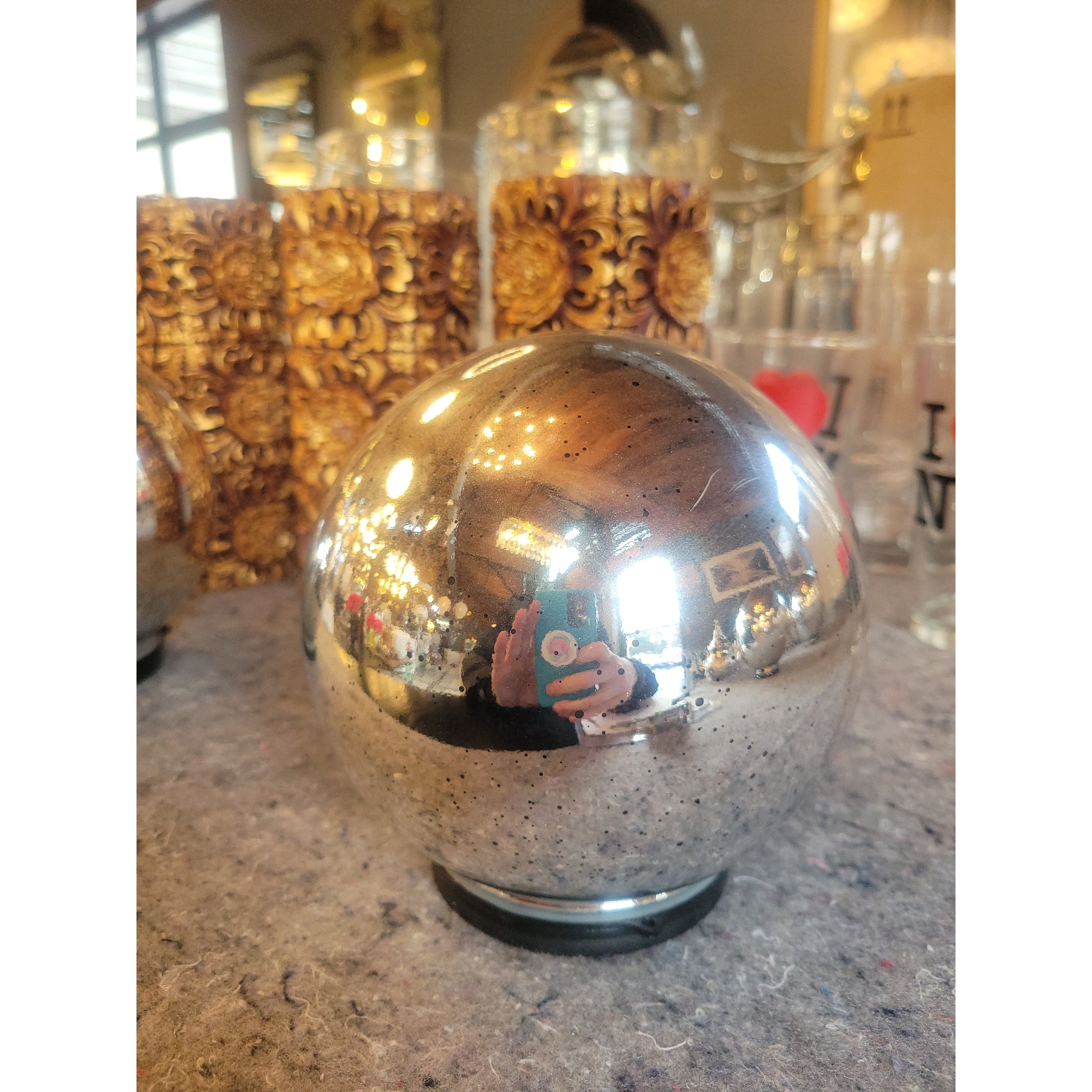 Medium Mercury Glass Globe Light