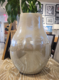 Beige Ceramic Vase w/ Flower Detail (AS IS)
