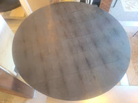 Round Black Shagreen Noor Dining Table on Silver Iron Base by Made Goods