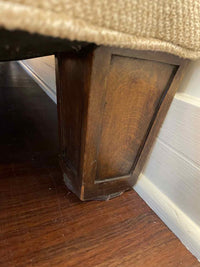 Custom Tan Chenille 2-Seat Sofa w/ Dark Wood Legs
