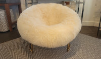 Yeti Beige Sheepskin Cave Chair w/ Ottoman by Timothy Oulton