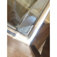 1970s Chrome Bamboo Style Console Table w/ Clear Glass Shelf & Smoky Top (As Is)