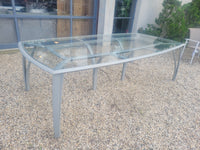 Powder Coat Aluminum Pasadena Dining Table w/ Glass Top by Brown Jordan (AS IS)