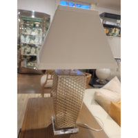 PAIR of Honeycomb Poly Table Lamps w/ Shades - colletteconsignment.com