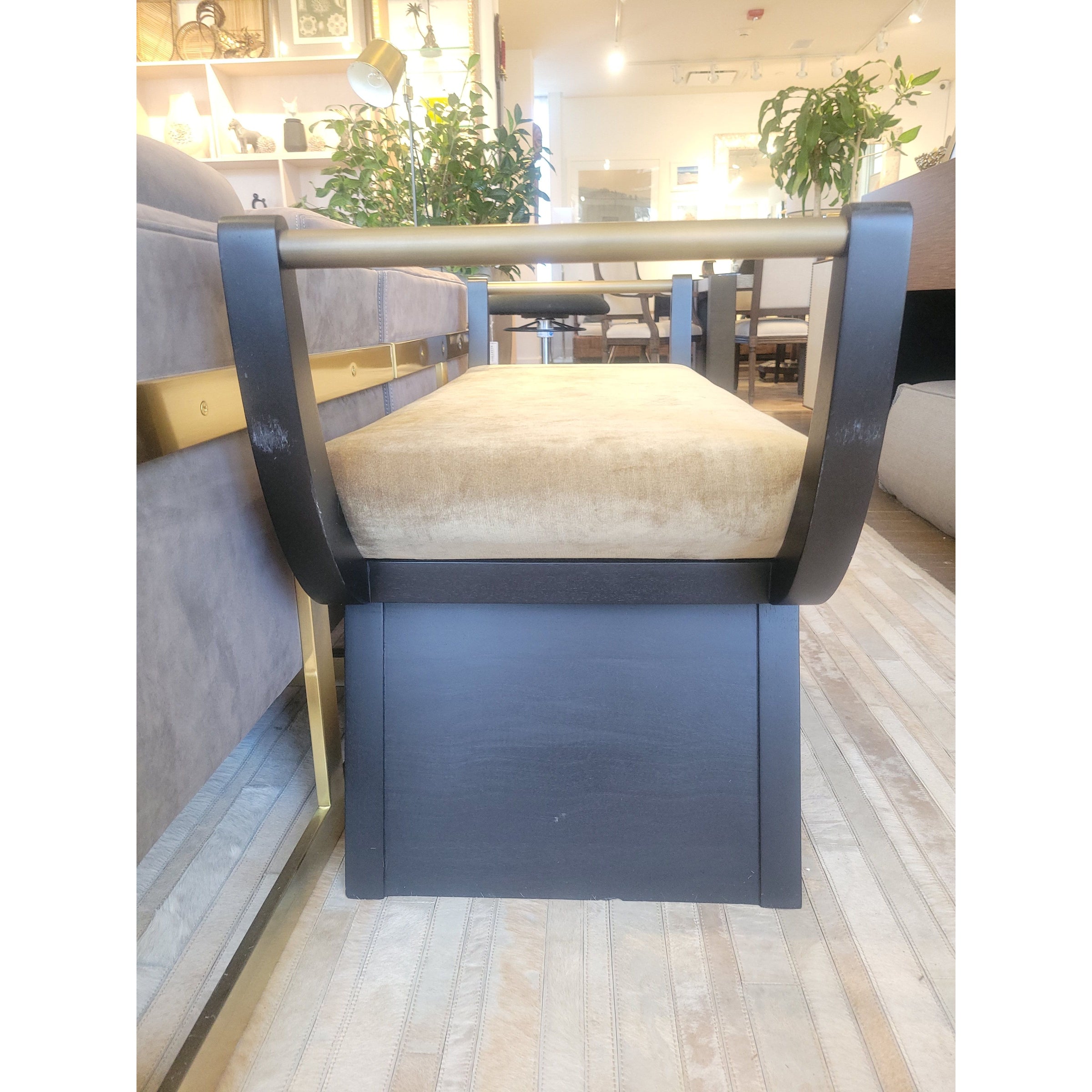 'Winston' Bench w/ Harvest Velvet & Dark Frame by Arteriors - colletteconsignment.com