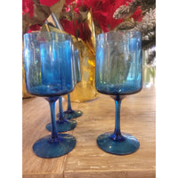 Set of 8 Blue Wine Glasses